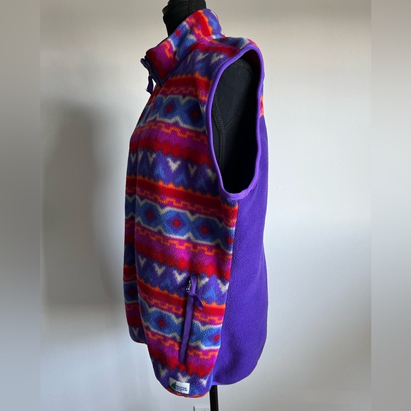 ‼️SOLD 1990s Vintage MEC Aztec Print Polar Fleece Unisex Full Zip Vest Size L - Picture 4 of 10